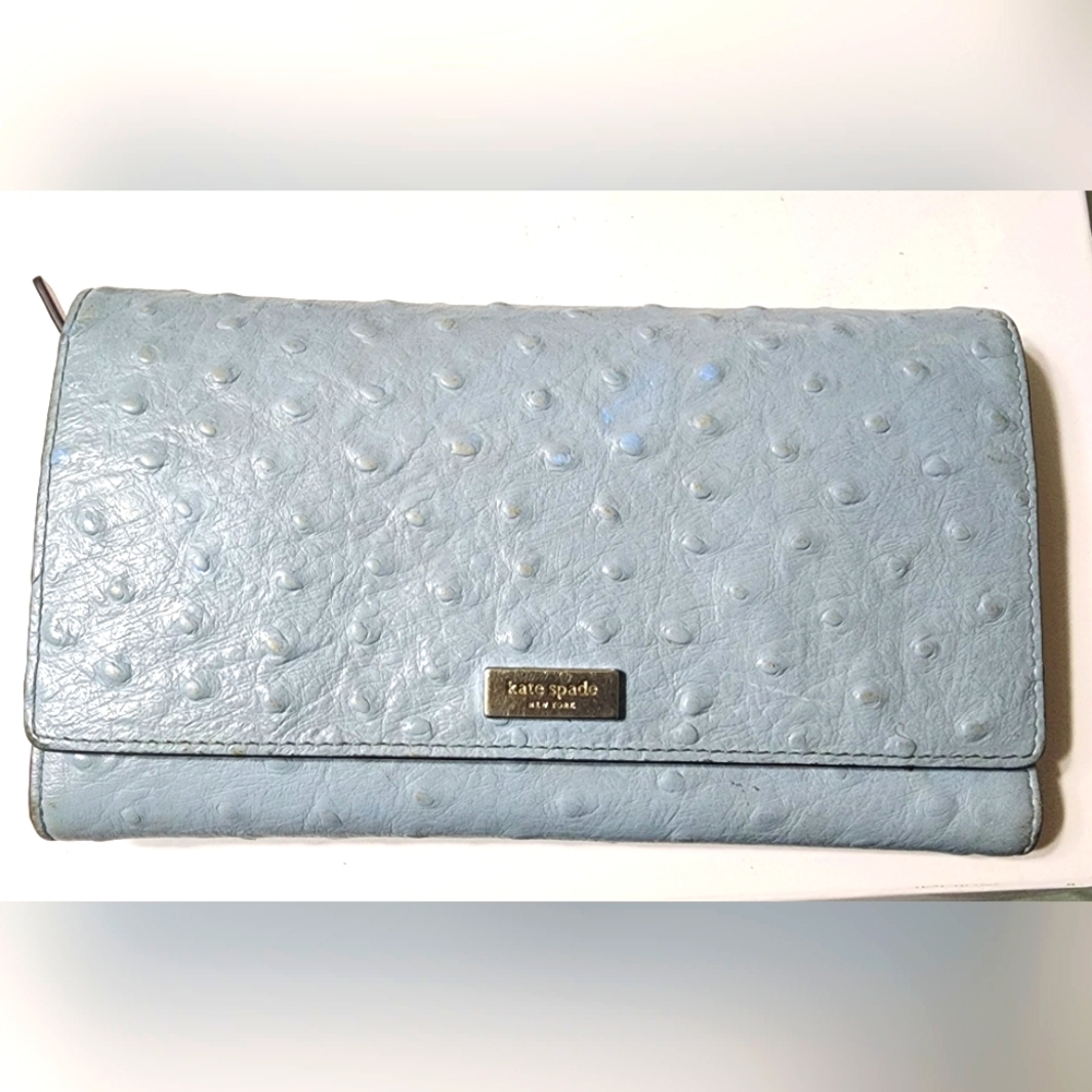 Kate Spade Ostrich Embrossed Leather Large Trifold Wallet